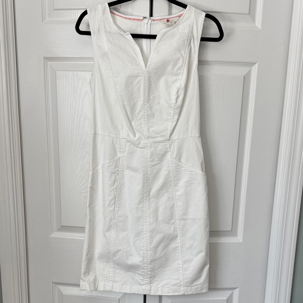 Boden White Canvas Sleeveless Shift Dress